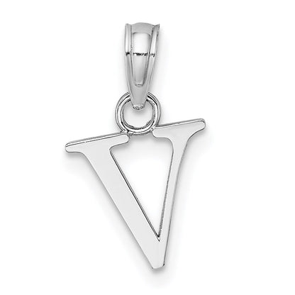 10K Weißgold Poliert V Block Initiale Charm