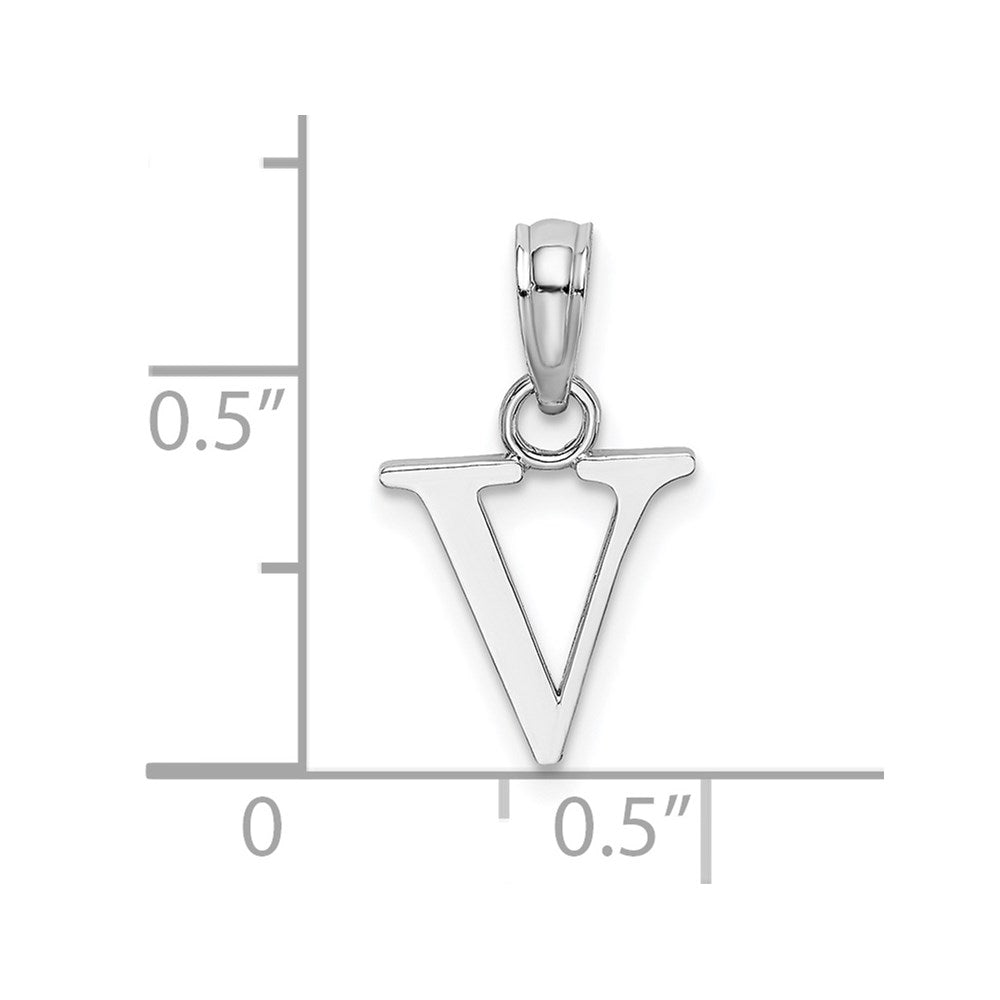 10K Weißgold Poliert V Block Initiale Charm