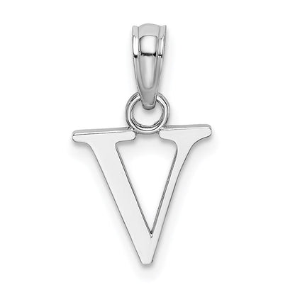 10K Weißgold Poliert V Block Initiale Charm