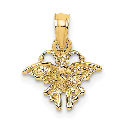 10K Gelbgold 10K Strukturiert Mini Schmetterling Charm