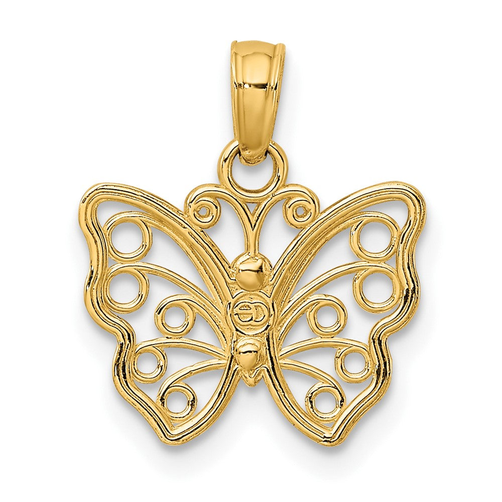 10K Gelbgold 10K Ausgeschnitten Klein Schmetterling Charm