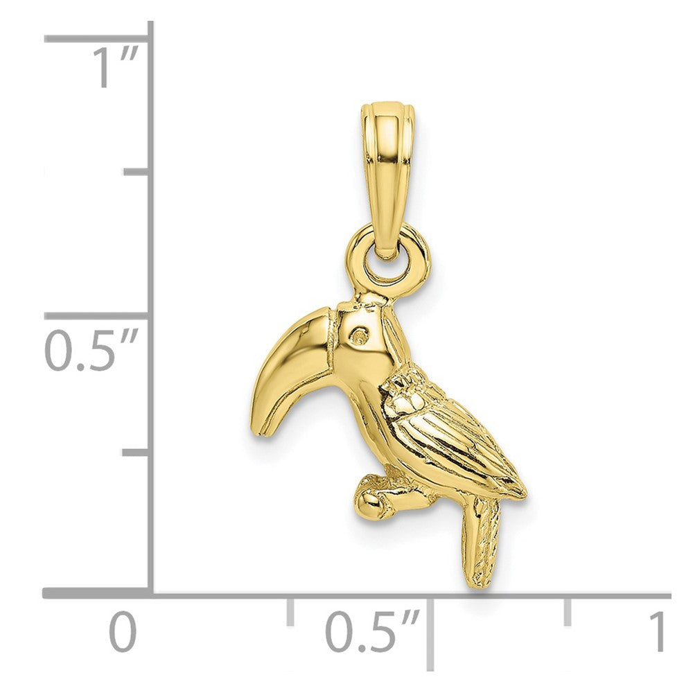 10K Gelbgold 10K 3-d Strukturiert/polished Toucan Vogel Charm
