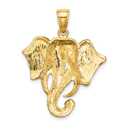 10K Gelbgold 10K 2-d Elefant Kopf mit Gedreht Trunk Charm