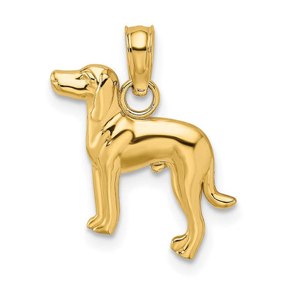 10K Gelbgold 10K 2-d Greyhound Hund Charm