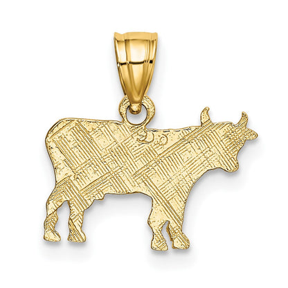 10K Gelbgold 10K Flach und Graviert Cow Charm
