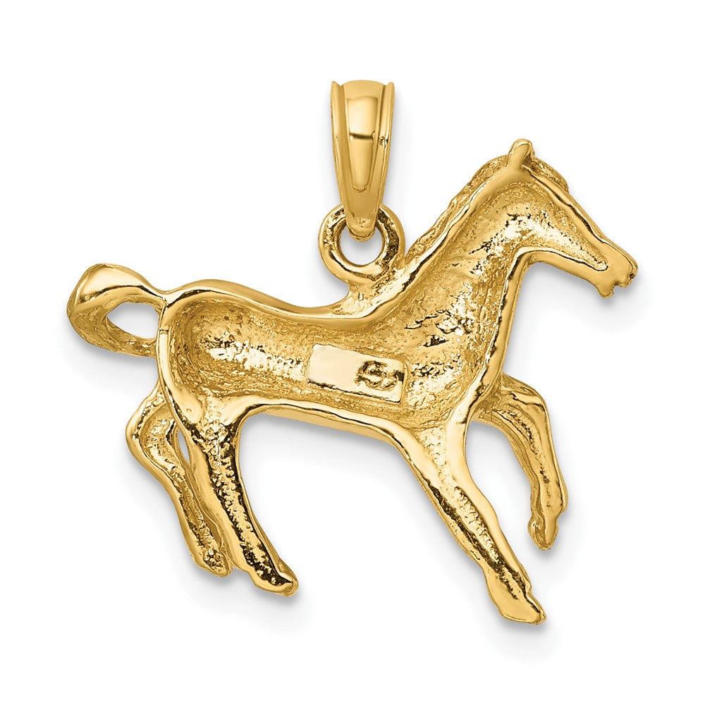 10K Gelbgold 10K 2-d Galloping Pferd Charm