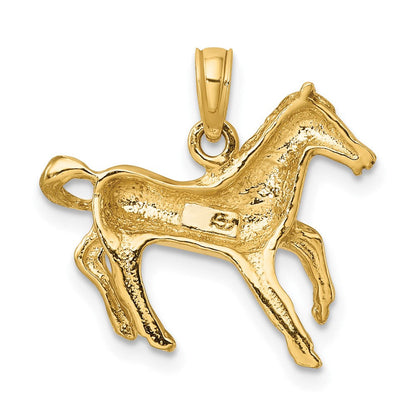 10K Gelbgold 10K 2-d Galloping Pferd Charm