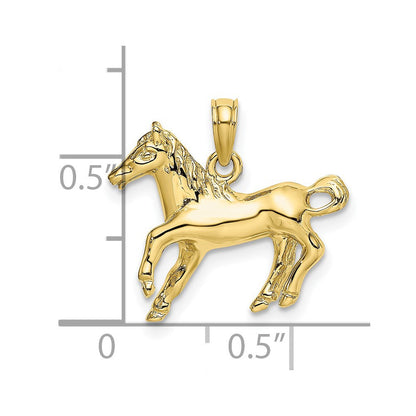 10K Gelbgold 10K 2-d Galloping Pferd Charm