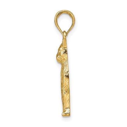 10K Gelbgold 10K Strukturiert Sitting Katze Charm
