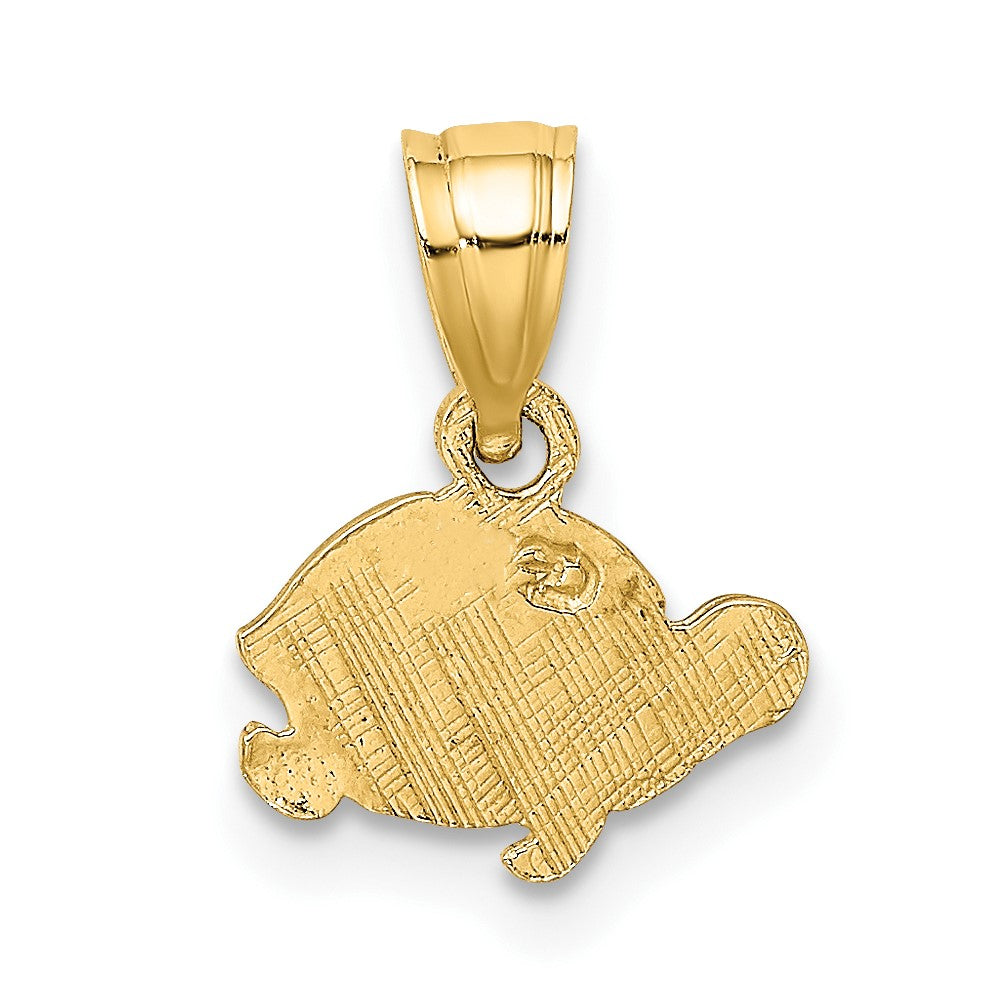 10K Gelbgold 10K Flach und Graviert Mini Schildkröte Charm