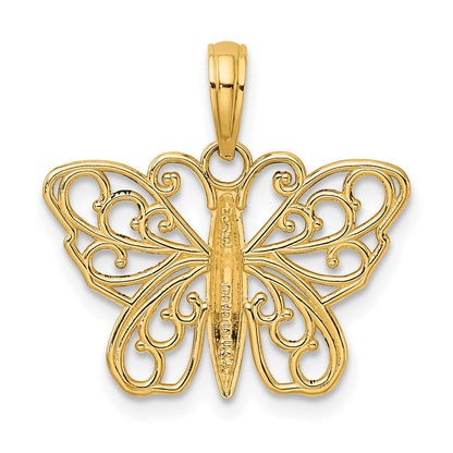 10K Gelbgold 10K Filigran Schmetterling Charm