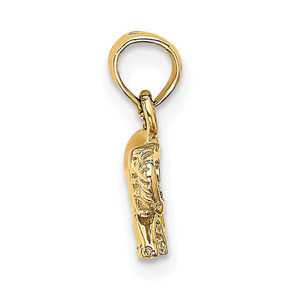 10K Gelbgold 10K Poliert Klein Elefant Charm