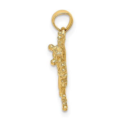 10K Gelbgold 10K 2-d Strukturiert Frosch Charm