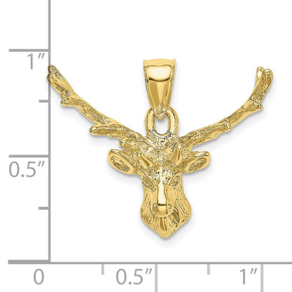 10K Gelbgold 10K 2-d Hirsch Kopf 8 Point Buck Charm