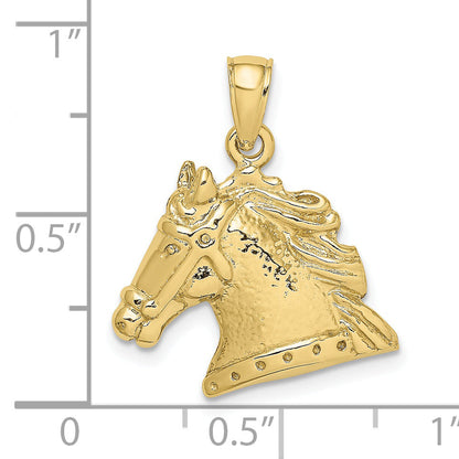 10K Gelbgold 10K Strukturiert Pferd Kopf Charm