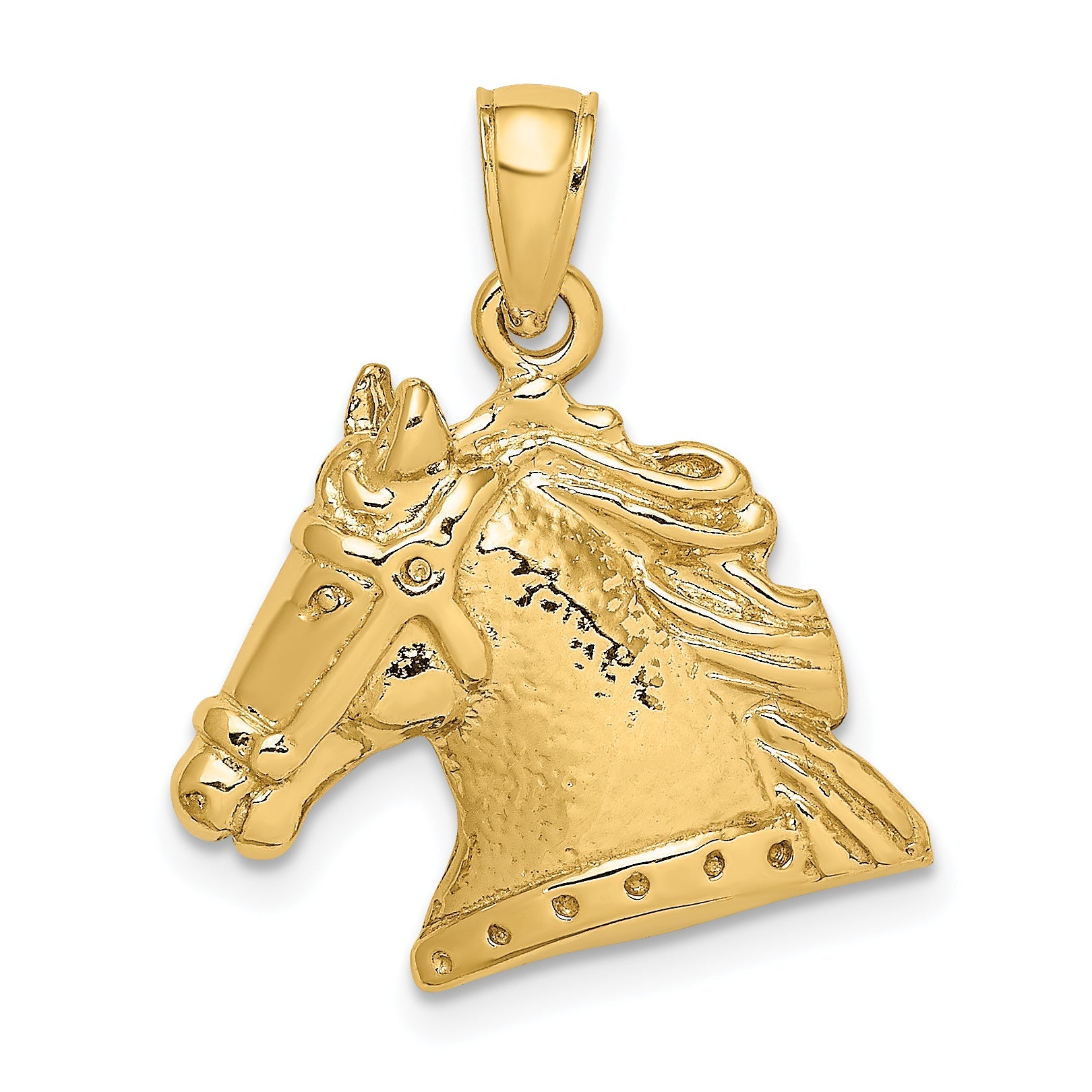 10K Gelbgold 10K Strukturiert Pferd Kopf Charm
