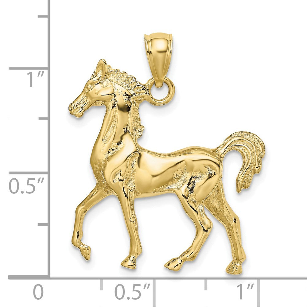 10K Gelbgold 10K 3-d Poliert Pferd Charm