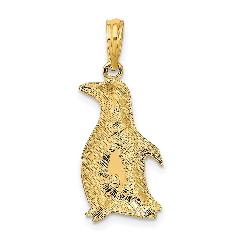 10K Gelbgold 10K 2-d Poliert und Graviert Pinguin Charm