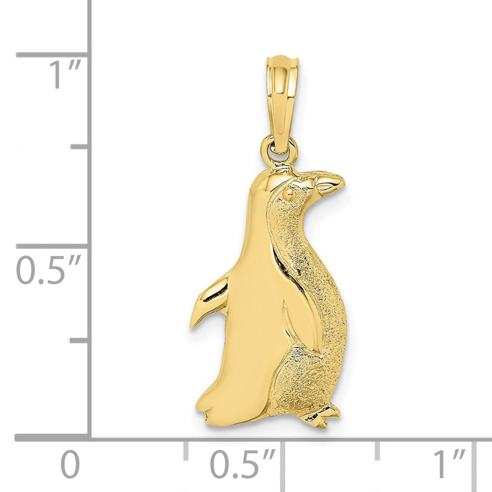 10K Gelbgold 10K 2-d Poliert und Graviert Pinguin Charm