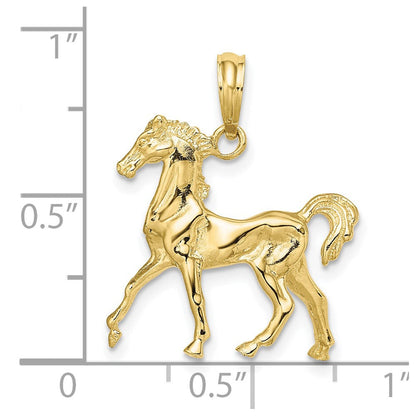 10K Gelbgold 10K 3-d Pferd Charm
