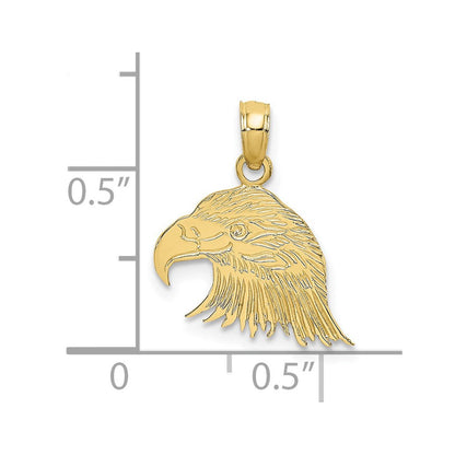 10K Gelbgold 10K Graviert Flach Adler Kopf Charm