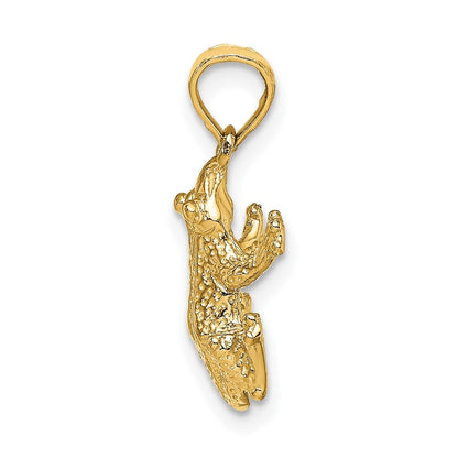 10K Gelbgold Strukturiert Oberteil View Frosch Charm