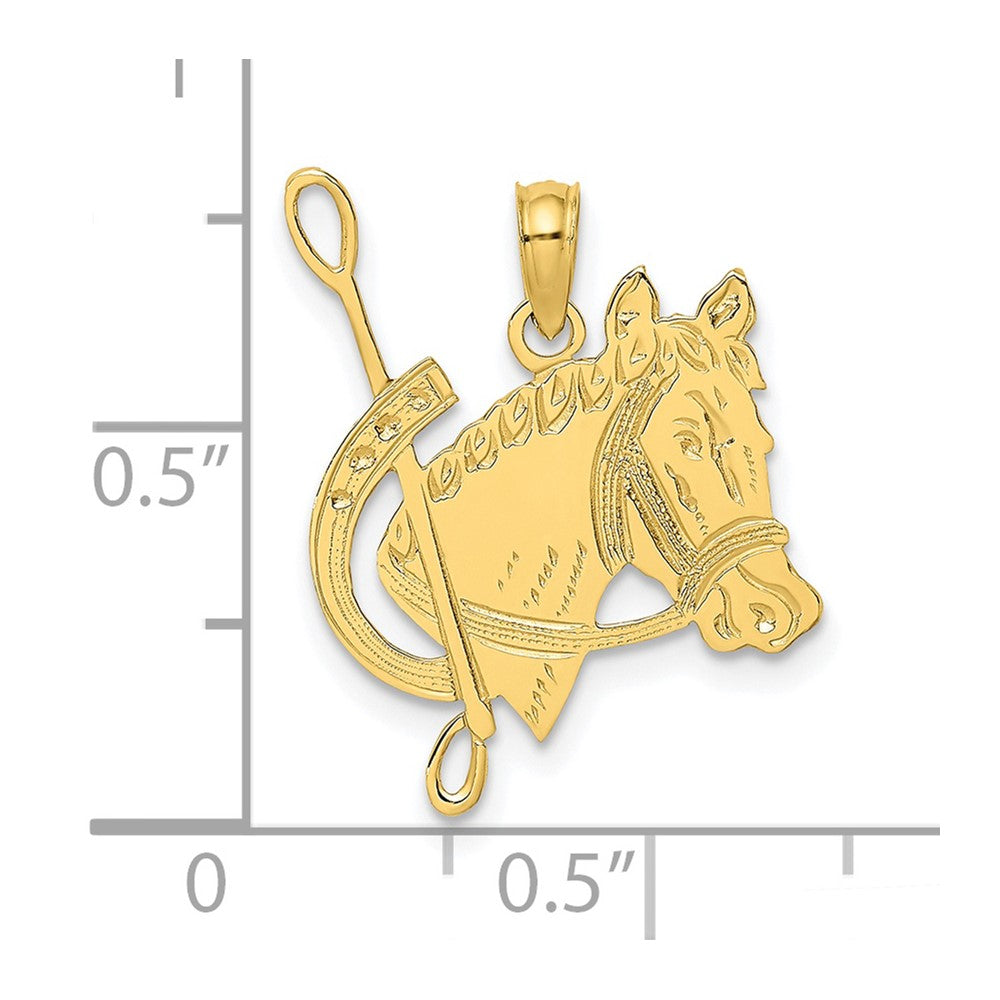 10K Gelbgold 10K Strukturiert Pferd Kopf und Schuh Charm