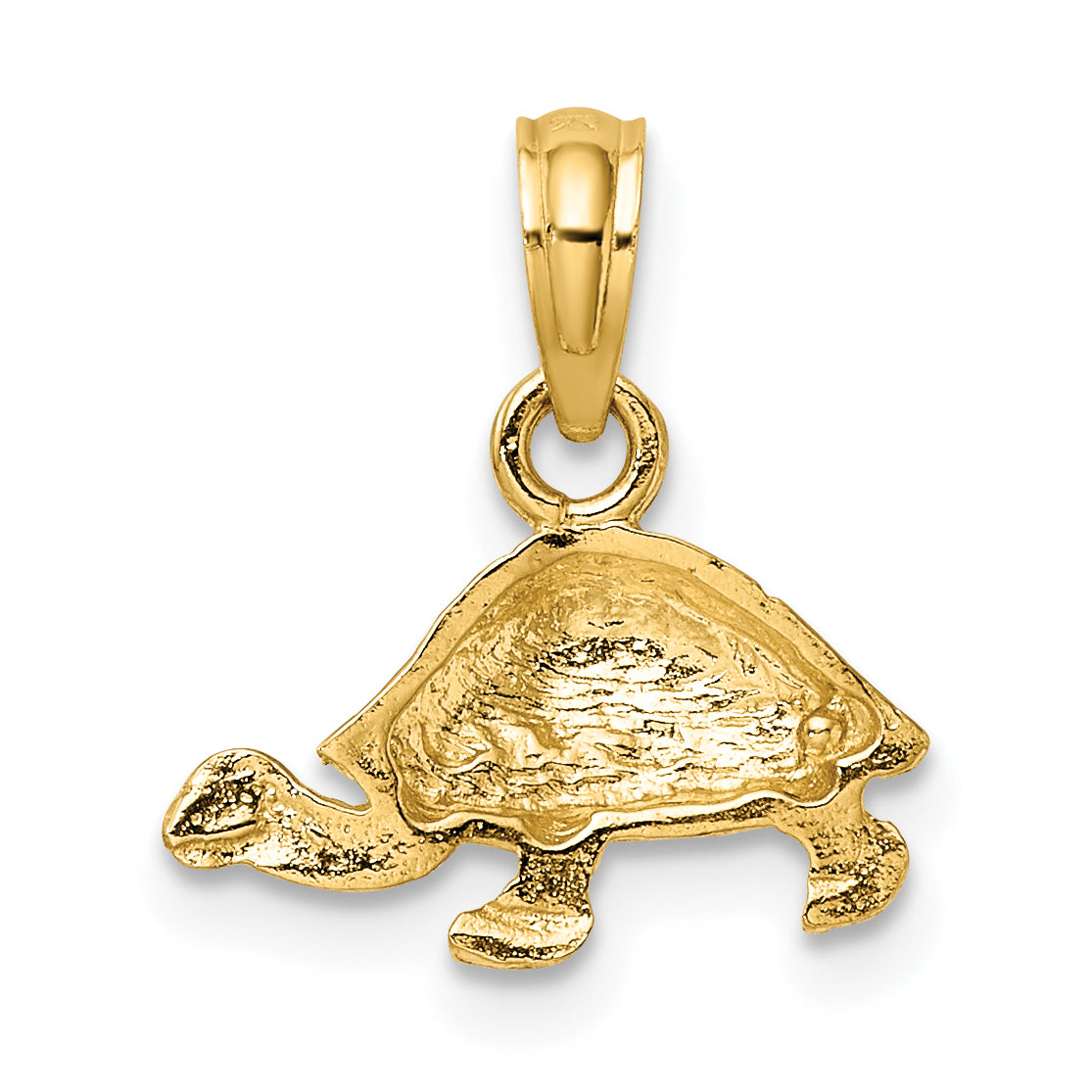 10K Gelbgold 10K Poliert und Graviert Mini Schildkröte Charm