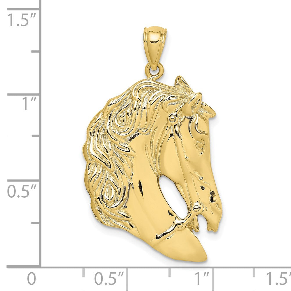 10K Gelbgold 10K Pferd Kopf mit Lang Mane Charm