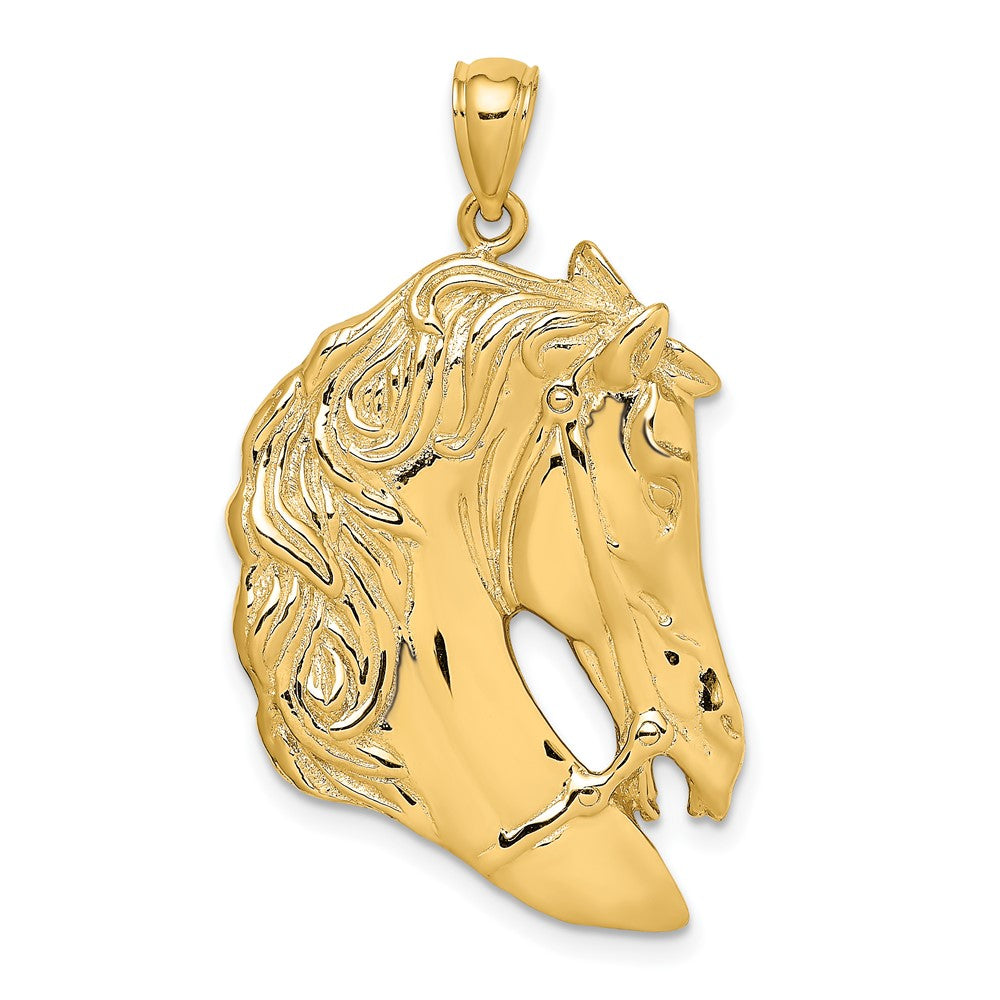 10K Gelbgold 10K Pferd Kopf mit Lang Mane Charm