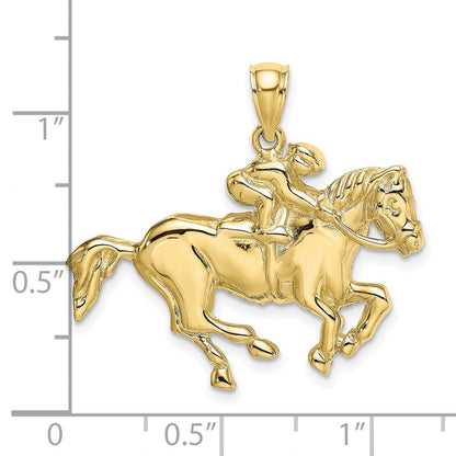 10K Gelbgold 10K 2-d Jockey auf Pferd Charm
