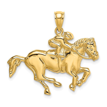 10K Gelbgold 10K 2-d Jockey auf Pferd Charm