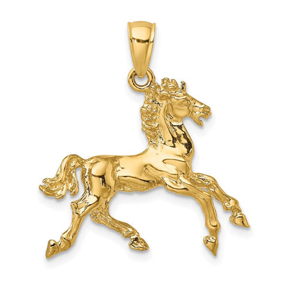 10K Gelbgold 10K 3-d Pferd Trotting Charm