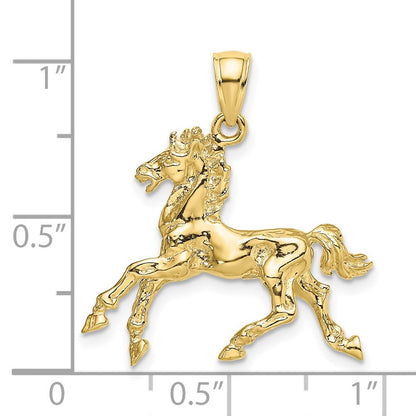 10K Gelbgold 10K 3-d Pferd Trotting Charm