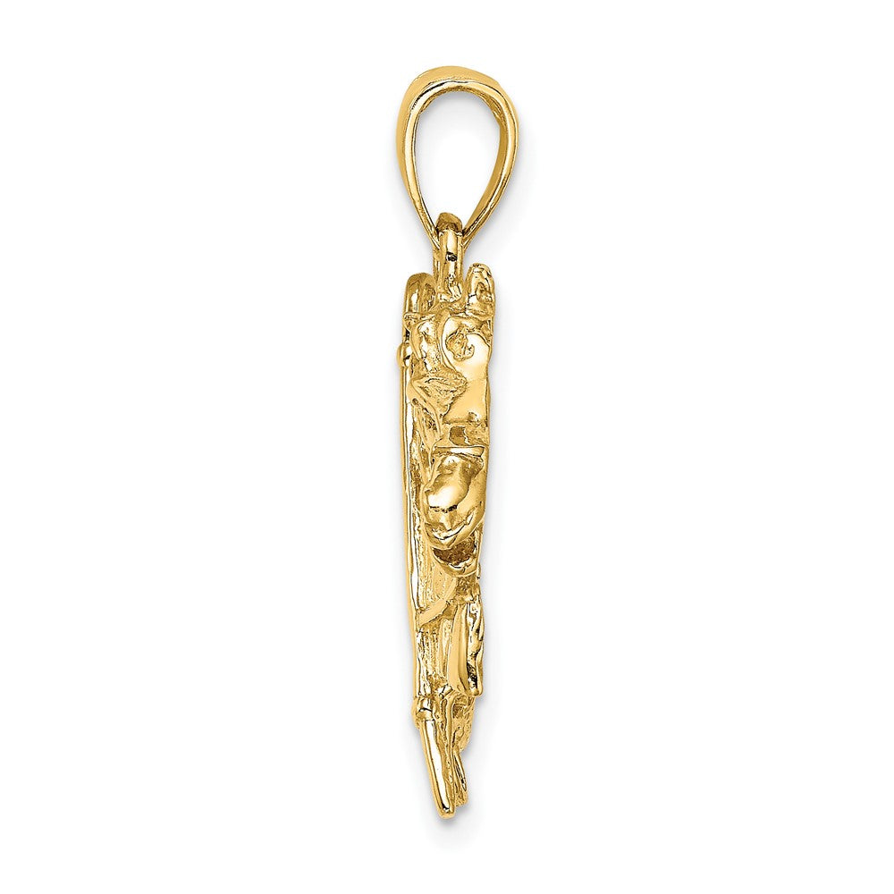 10K Gelbgold 10K Pferd Kopf mit Schuh und Crop Charm