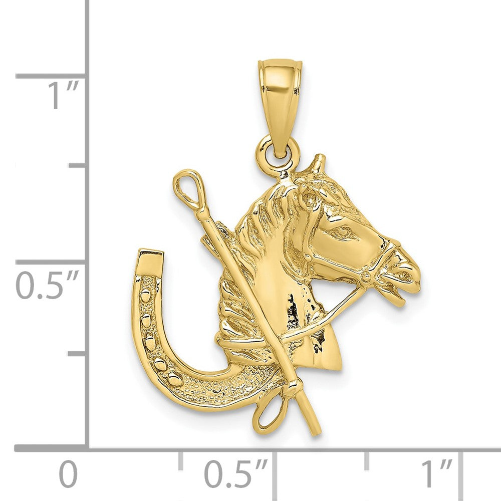 10K Gelbgold 10K Pferd Kopf mit Schuh und Crop Charm