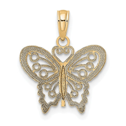 10K Gelbgold Diamantiert Schmetterling Charm