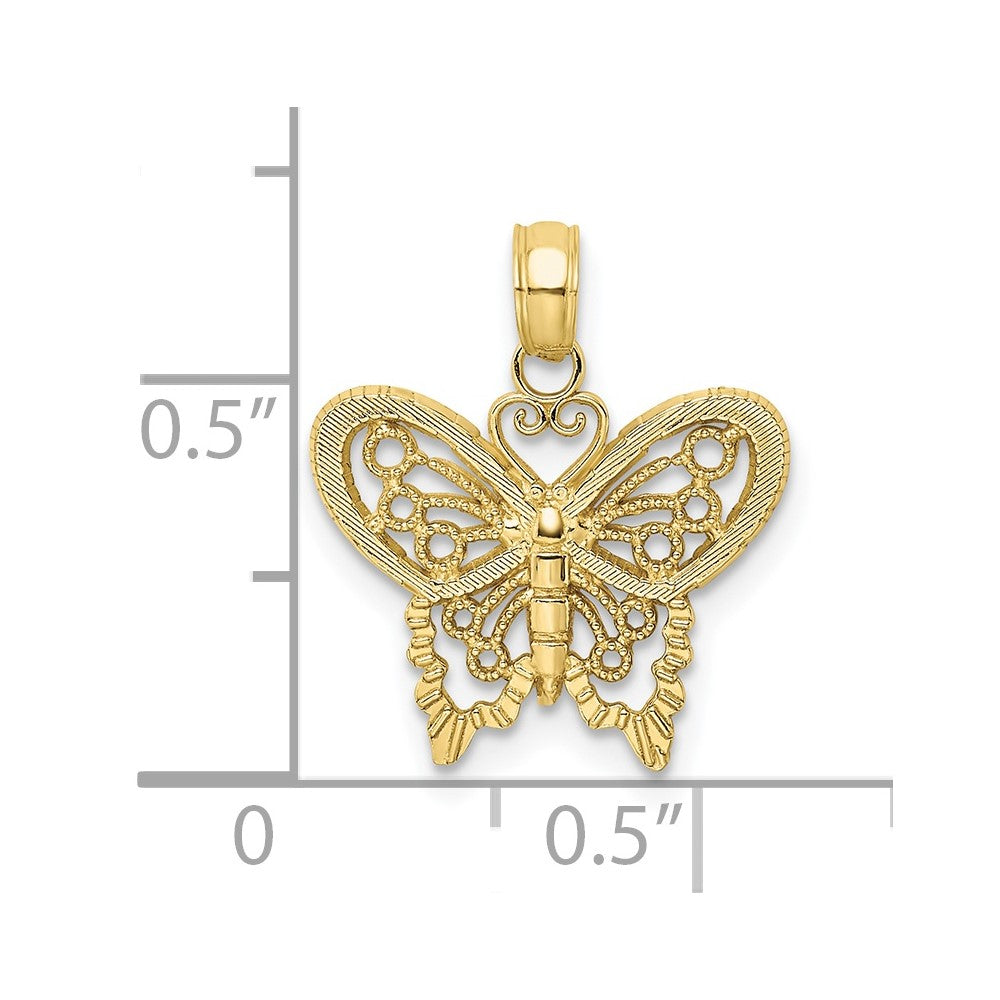 10K Gelbgold Diamantiert Schmetterling Charm