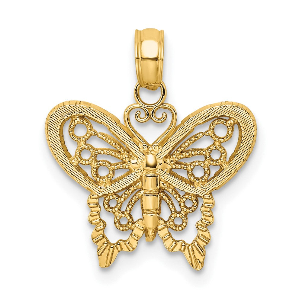 10K Gelbgold Diamantiert Schmetterling Charm