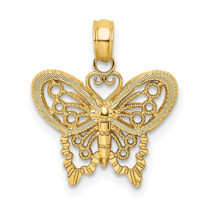 10K Gelbgold Diamantiert Schmetterling Charm
