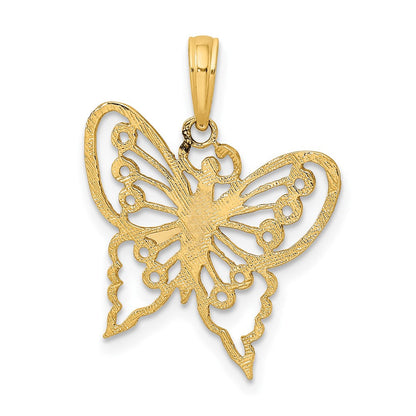 10K Gelbgold 10K Ausgeschnitten Schmetterling Charm