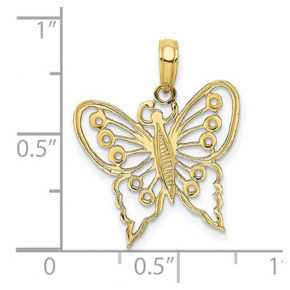10K Gelbgold 10K Ausgeschnitten Schmetterling Charm