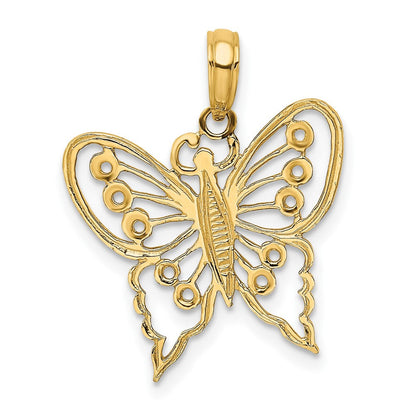 10K Gelbgold 10K Ausgeschnitten Schmetterling Charm