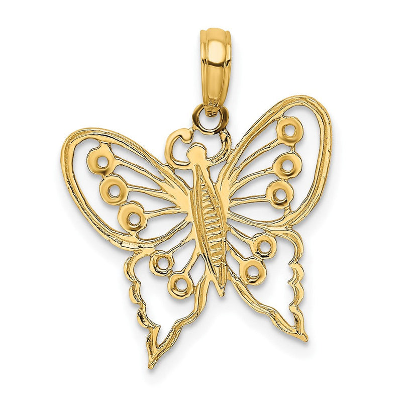 10K Gelbgold 10K Ausgeschnitten Schmetterling Charm