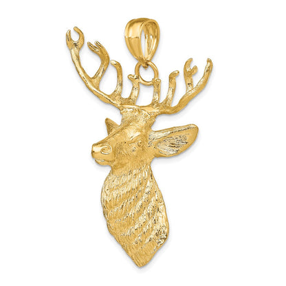 10K Gelbgold 10K 3-d Strukturiert Hirsch Kopf Charm