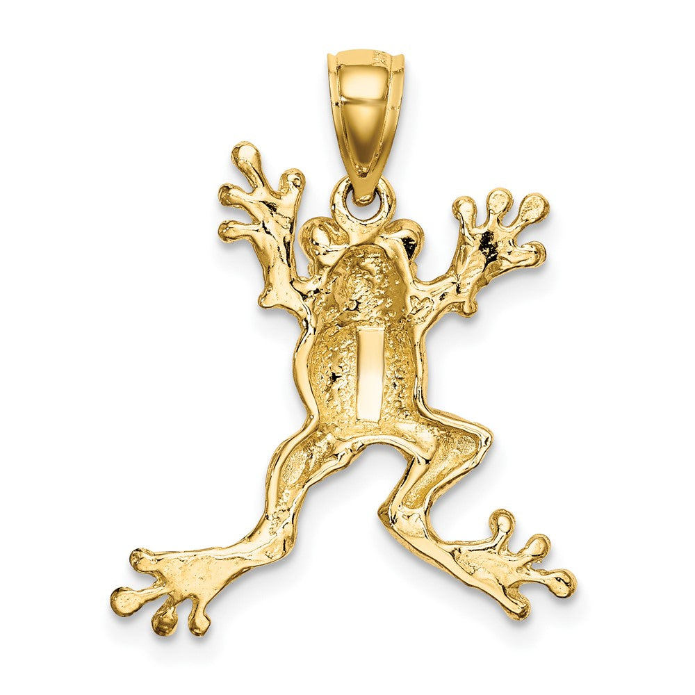 10K Gelbgold 10K 2-d Frosch mit Pot Belly Charm