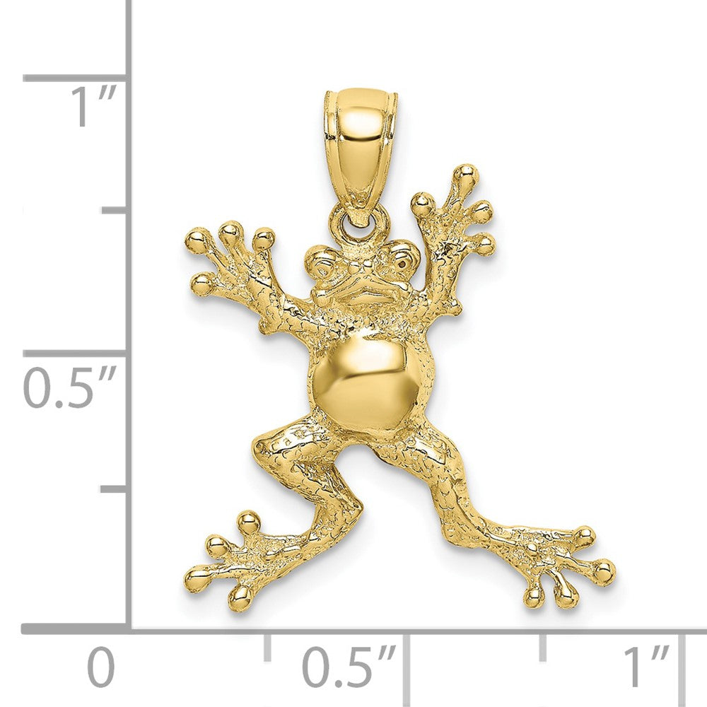 10K Gelbgold 10K 2-d Frosch mit Pot Belly Charm