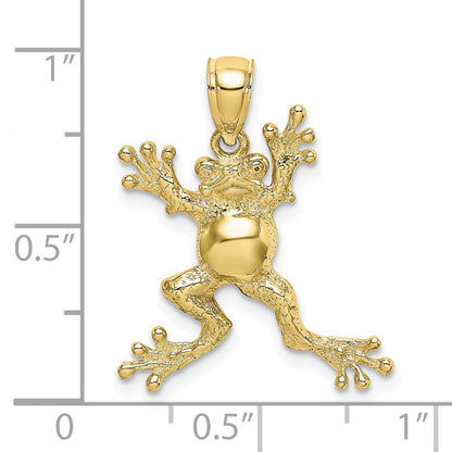 10K Gelbgold 10K 2-d Frosch mit Pot Belly Charm