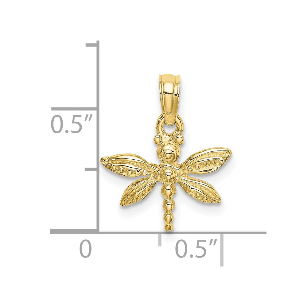 10K Gelbgold 10K 2-d Mini Libelle mit Massiv Flügel Charm