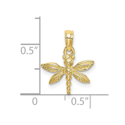 10K Gelbgold 10K 2-d Mini Libelle mit Massiv Flügel Charm